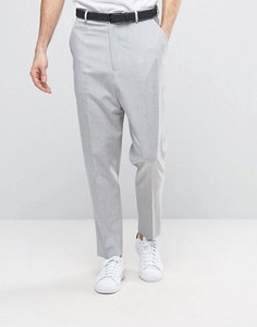Светло-серые брюки с заниженным шаговым швом ASOS - Серый