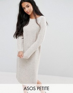 Платье миди крупной вязки ASOS PETITE - Бежевый