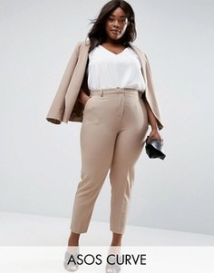 Укороченные креповые брюки-сигареты ASOS CURVE - Бежевый
