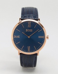 Темно-синие часы с кожаным ремешком BOSS By Hugo Boss Ultra Jackson - Синий