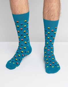 Носки в мелкий ромбик Happy Socks - Синий
