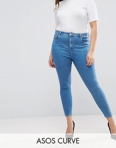 Синие джинсы скинни с завышенной талией ASOS CURVE Ridley - Синий