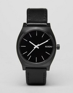 Черные часы с кожаным ремешком Nixon Time Teller - Черный