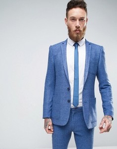 Синий трикотажный приталенный пиджак ASOS - Синий
