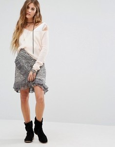 Юбка с запахом и принтом Free People Around the World - Кремовый