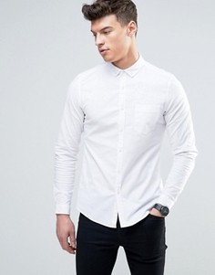 Белая оксфордская рубашка из эластичной ткани узкого кроя ASOS - Белый