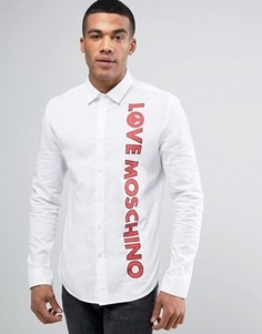 Рубашка узкого кроя с принтом логотипа Love Moschino - Белый