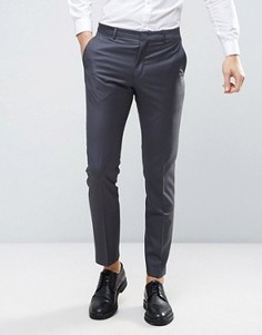 Темно-серые узкие брюки из 100% шерсти ASOS WEDDING - Серый