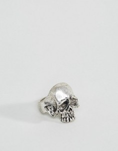 Кольцо-череп из шлифованного серебра ASOS - Серебряный