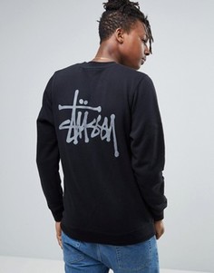 Свитшот с принтом на спине Stussy - Черный