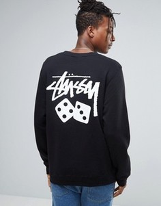 Свитшот с принтом на спине Stussy - Черный