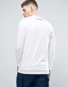 Удлиненный лонгслив с принтом у кромки и на спине Jack &amp; Jones - Белый