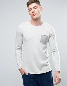 Трикотажный джемпер с необработанными краями и карманом Jack &amp; Jones Originals - Белый