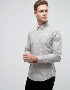 Узкая оксфордская рубашка с воротником на пуговицах и цветочным принтом Esprit - Белый
