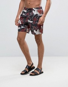 Шорты для плавания средней длины с принтом ASOS - Красный