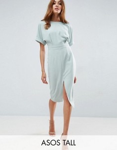 Тканое платье миди с V-образным вырезом сзади ASOS TALL - Зеленый