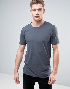 Удлиненная футболка из органического хлопка с асимметричным краем Only &amp; Sons - Серый