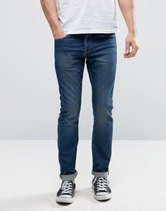 Синие выбеленные узкие джинсы стретч в спортивном стиле Only &amp; Sons - Синий