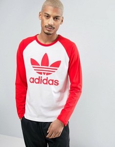 Красный лонгслив с логотипом-трилистником adidas Originals BK7623 - Красный