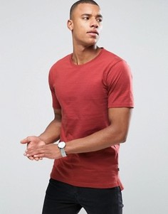 Футболка в тонкую полоску с заниженным подолом Only & Sons - Красный
