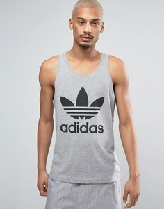 Серая майка с логотипом-трилистником adidas Originals BK7093 - Красный