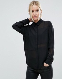 Блузка с плотными и прозрачными вставками ASOS - Черный