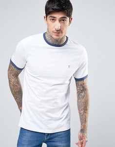 Бело-синяя футболка узкого кроя Farah Groves Ringer - Белый