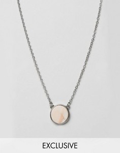 Серебристое ожерелье с розовым камнем DesignB - Серебряный