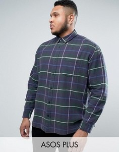 Oversize-рубашка в клетку с эффектом кислотной стирки ASOS PLUS - Зеленый