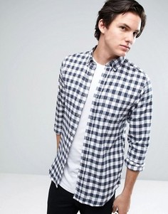 Узкая рубашка в клеточку с воротником на пуговицах Jack &amp; Jones Originals - Белый
