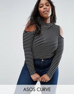 Топ в полоску с вырезами на плечах ASOS CURVE - Мульти