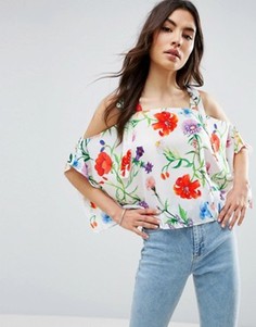 Топ с открытыми плечами и цветочным принтом ASOS - Мульти