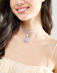 Ожерелье-чокер ограниченной серии с единорогом и искусственным мехом - Золотой Asos