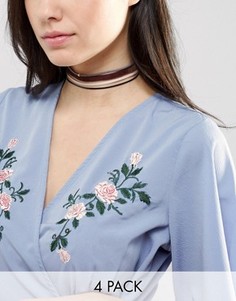 Набор из 4 чокеров ограниченной серии разных цветов - Мульти Asos