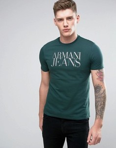Зеленая футболка классического кроя с логотипом Armani Jeans - Зеленый