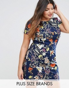 Платье-футляр с цветочным принтом Uttam Boutique Plus - Темно-синий
