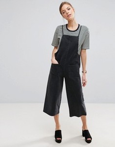 Джинсовый укороченный комбинезон ASOS - Черный