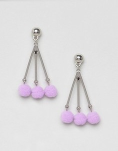 Серьги-подвески с помпонами ASOS - Фиолетовый