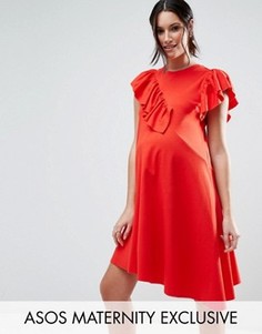 Платье-футболка с оборками ASOS Maternity - Красный