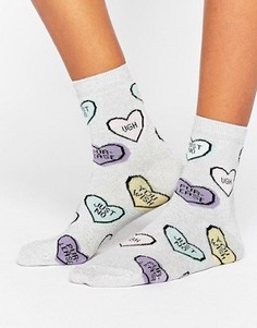 Носки с сердечками ASOS Anti Valentines - Черный