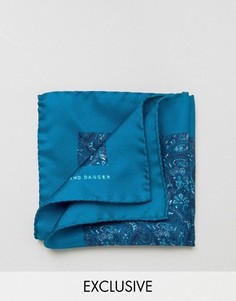 Шелковый платок для нагрудного кармана с принтом пейсли Heart &amp; Dagger - Синий