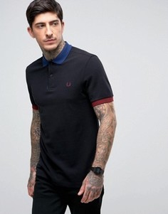 Черное узкое поло из пике с цветной отделкой Fred Perry - Черный