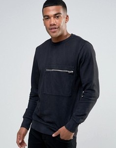 Выбеленный свитер с карманом на молнии Diesel S-ACHILLE - Черный