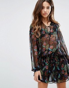 Платье с ярусной юбкой и принтом BA&SH - Черный Ba&Sh