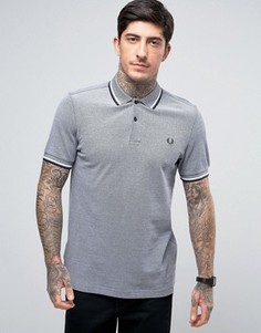 Серая футболка-поло узкого кроя из пике с двойным кантом Fred Perry - Серый