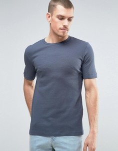 Футболка из вафельной ткани Selected Homme - Темно-синий