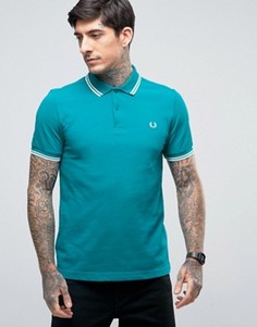 Футболка-поло узкого кроя из пике с двойным кантом Fred Perry - Зеленый