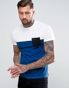 Белая футболка в стиле колор блок с карманом Fred Perry - Белый