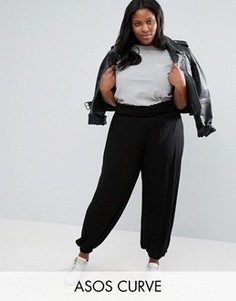 Широкие трикотажные брюки со сборками ASOS CURVE - Черный