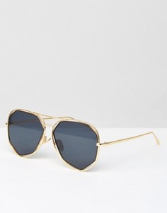 Солнцезащитные очки-авиаторы в золотистой оправе с вырезами A J Morgan - Золотой